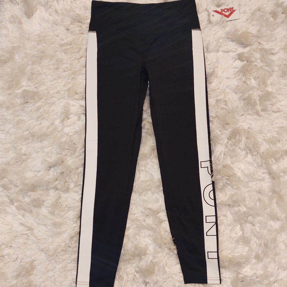 Pony printed side stripe workout leggings